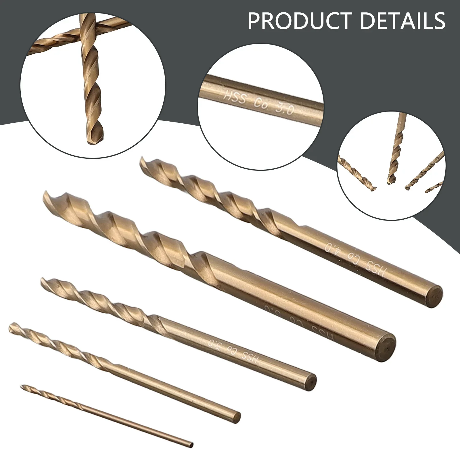 Auger Drill Bit 1-5mm 5pcs HSS M35 Cobalt Heat Resistance Round Shank Drilling Cutter For Metal Drilling Cutter