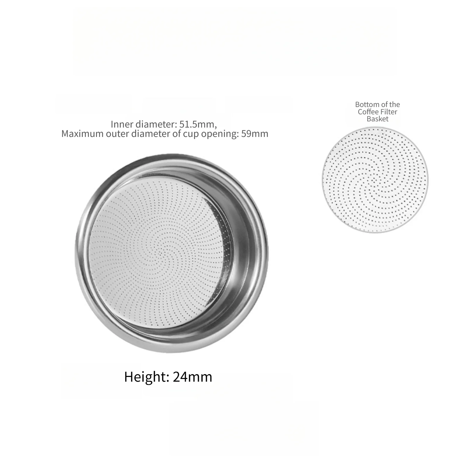 For Morning Coffee Routine 51mm Double Shot Filter Basket Coffeware Set Stainless Steel Filter Uniform Coffee Extraction
