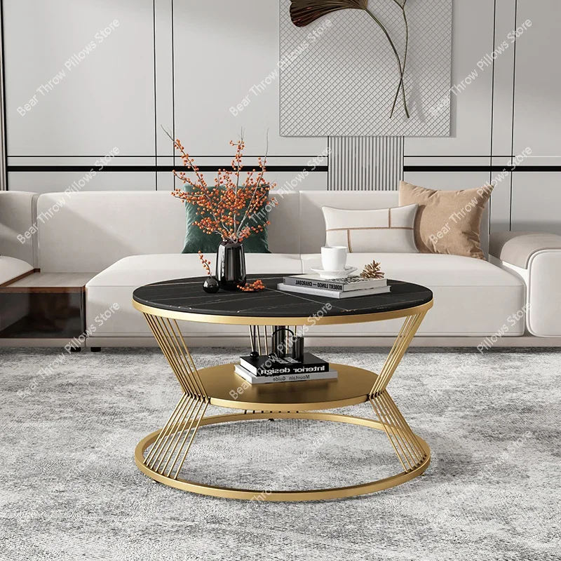 Luxury Black Coffee Tables Modern Design Drawer Nordic Side Table Legs Metal Storage Mesa De Centro De Sala Home Furniture