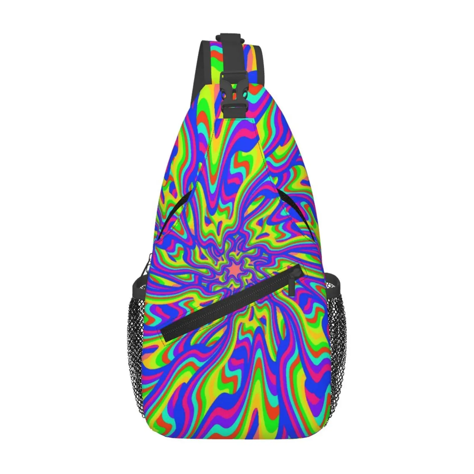 Psychedelic Rainbow Tie Dye Print Shoulder Backpack Women Men Fashion Shoulder Chest Bags for For Traveling Hiking Sling Bag