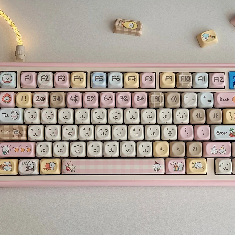 Custom 130 Key Self Mocking Bear Keycap MOA Profile PBT Sublimated Personalized for Cherry MX Switch Game Mechanical Keyboard