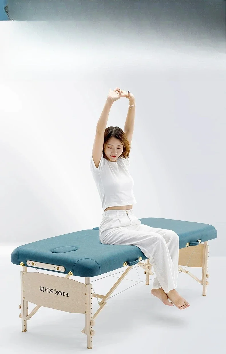 Folding massage bed Original point massage Solid wood beauty bed Convenient portable moxibustion treatment