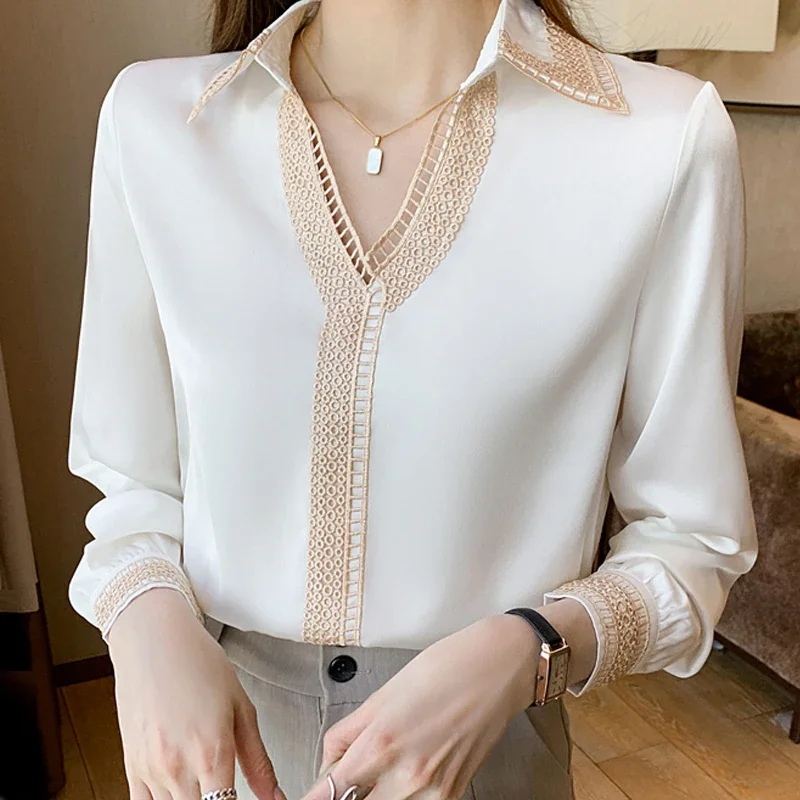 

Spring Women Chiffon Blouse Shirt Long Sleeve White Blouse Women Blusas Mujer De Moda 2023 Women Tops Shirts Blouses Femme E685