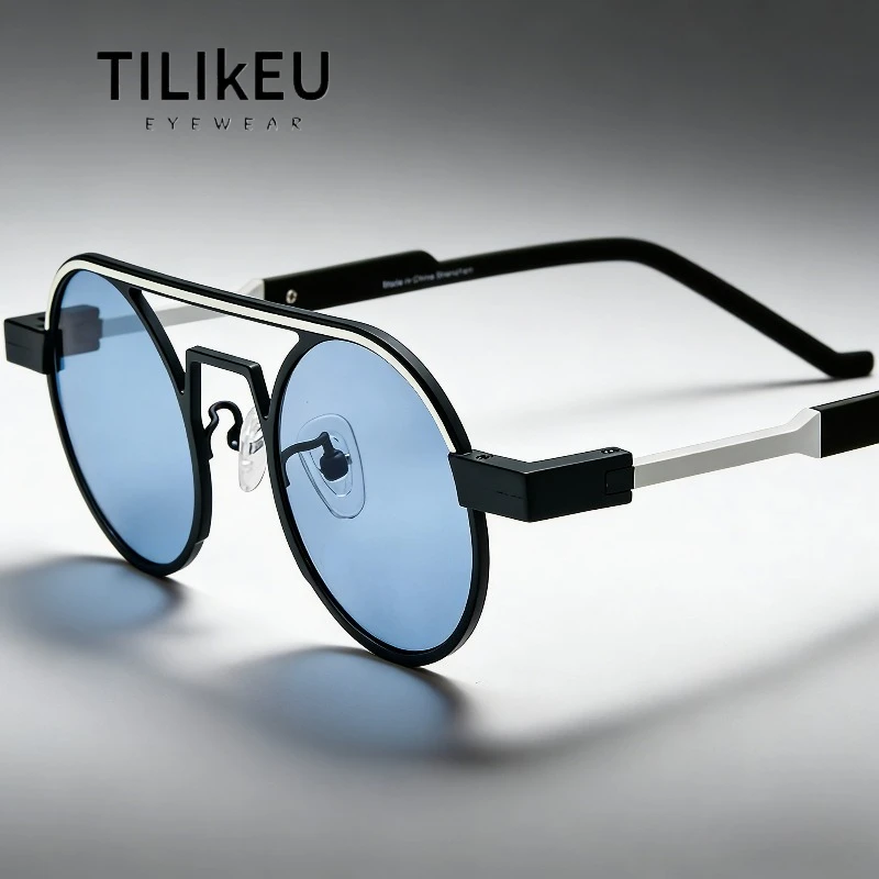 

New Double Bridge Pure Titanium Hip Hop Pilot Sunglasses Designer Mne Women Trendy Cool Party Driving Polarized Sunglasses UV400