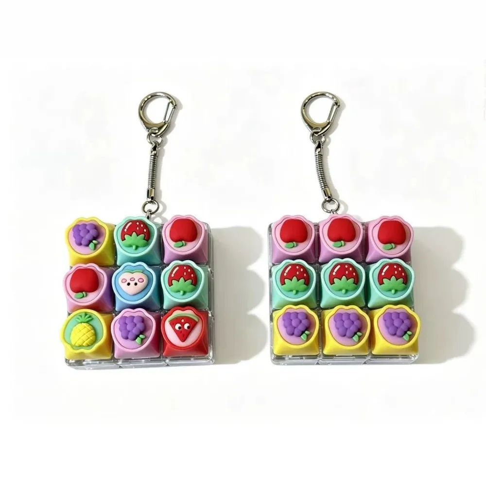Fun Gift 9-Button Design Fidget Keychain Soft Silicone Crisp Sound Keyboard Fidget Kawaii Cute Clicker Fidget Office Use