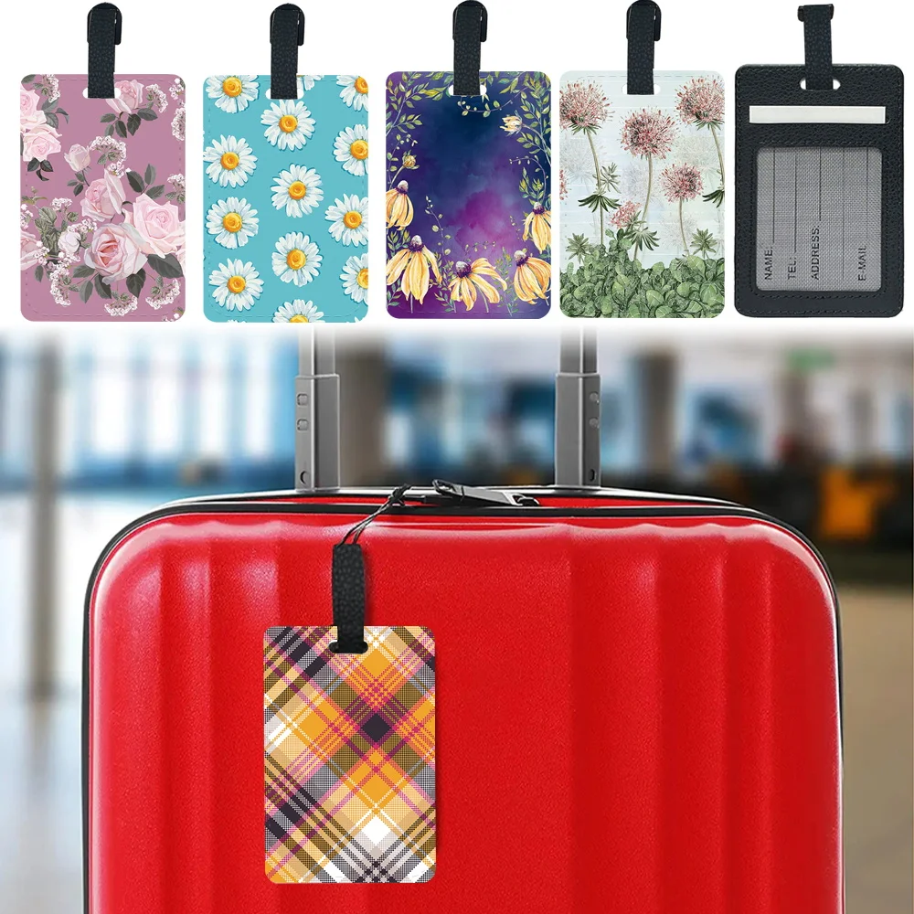 

Pu Travel Luggage Tag Personalized Luggage Boarding Pass Fashion Portable Baggage Boarding Tag ID Name Address Picture Pattern