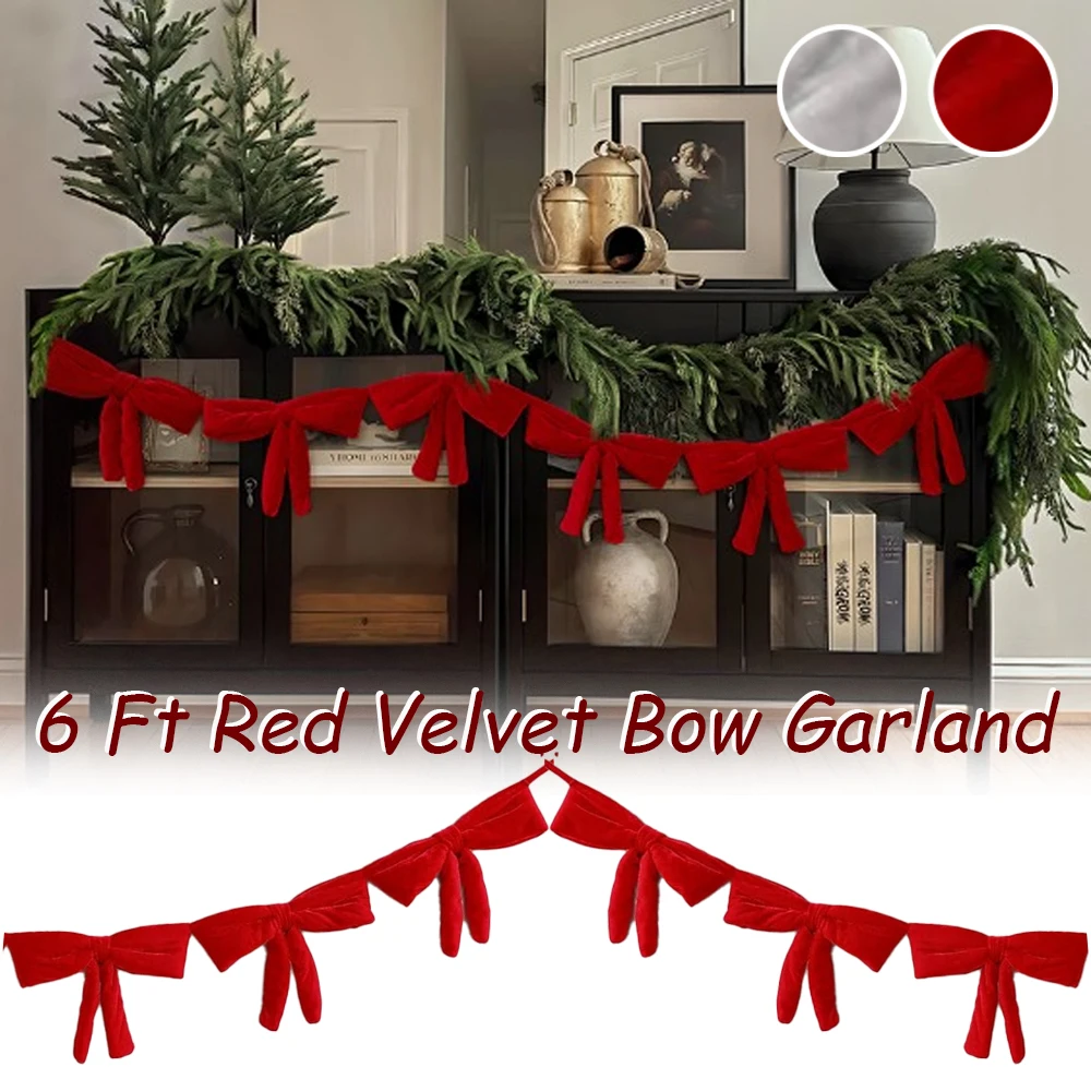 

2026 Long Velvet Bow Pendant Enlarged Christmas Supplies Bows Christmas Tree Decoration Hanging Diy Home Decor Party Festive