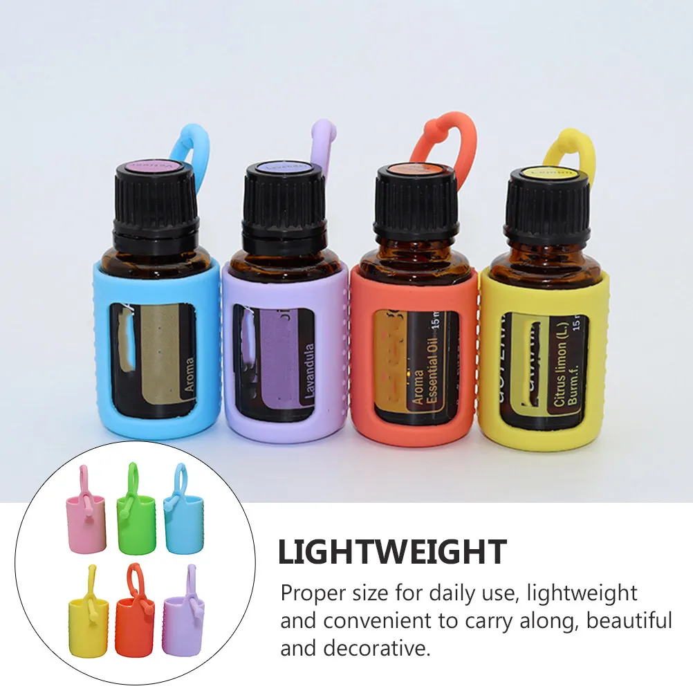 

6pcs Silicone Essential Oil Bottle Sleeve 15Ml Portable Cover For Glass Bottle Mini Carrier Flexible Case Travel Outdoor Use