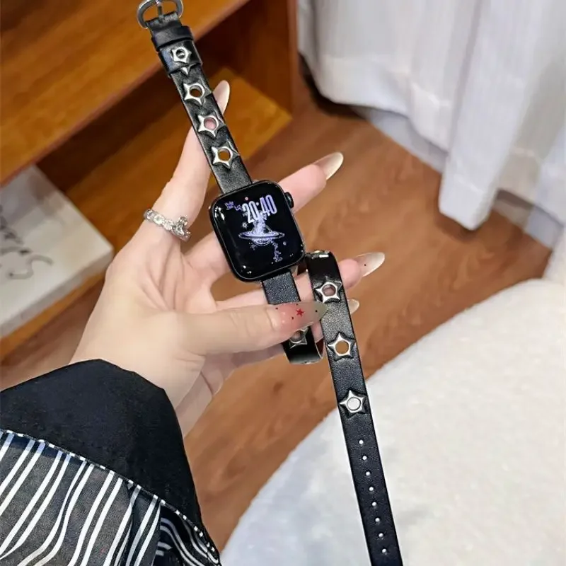 

Vintage Cowboy Star Double Loop Strap Compatible with iWatch Strap 38mm 40mm 41mm 42mm 44mm 45mm 49mm Fashionable Handmade Strap