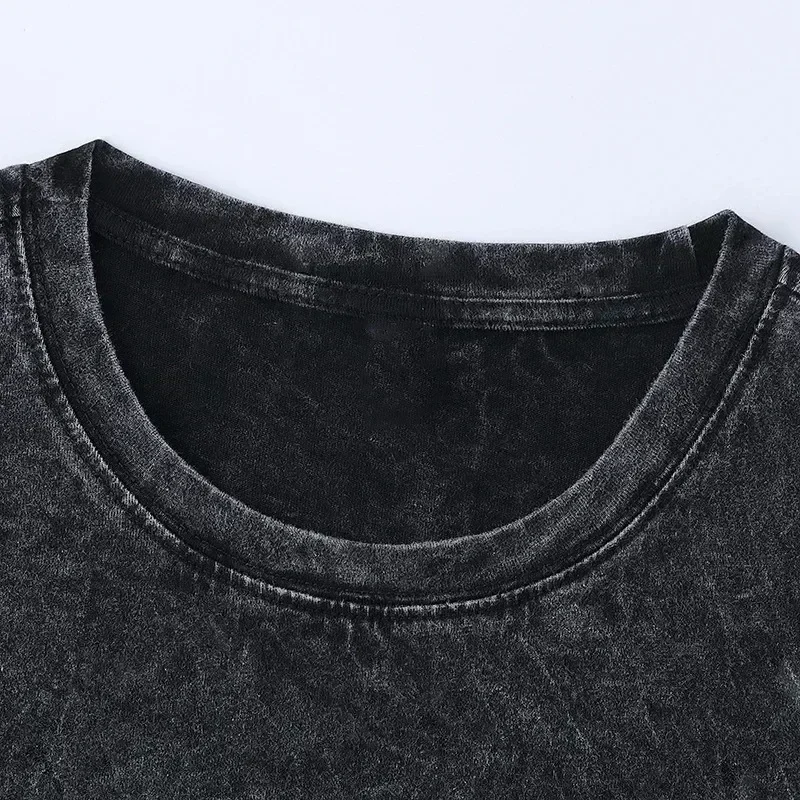 Hell's Paradise Washed T-Shirt Streetwear Trendy Baumwolle Oversized Unisex Casual T-Shirts Sommer O-Ausschnitt Hip Hop Paar-Klassiker – Detail 2