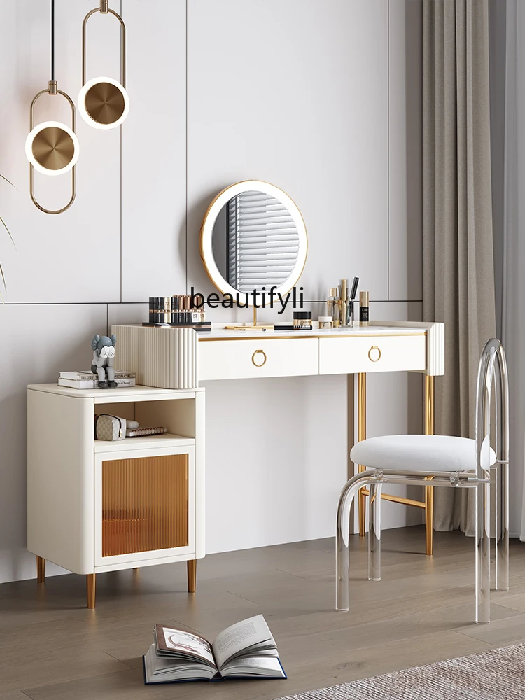 Italian Affordable Luxury Style Led Three-Color Variable Light Dressing Table Simple Modern Bedroom Paint Craft Storage Dresser