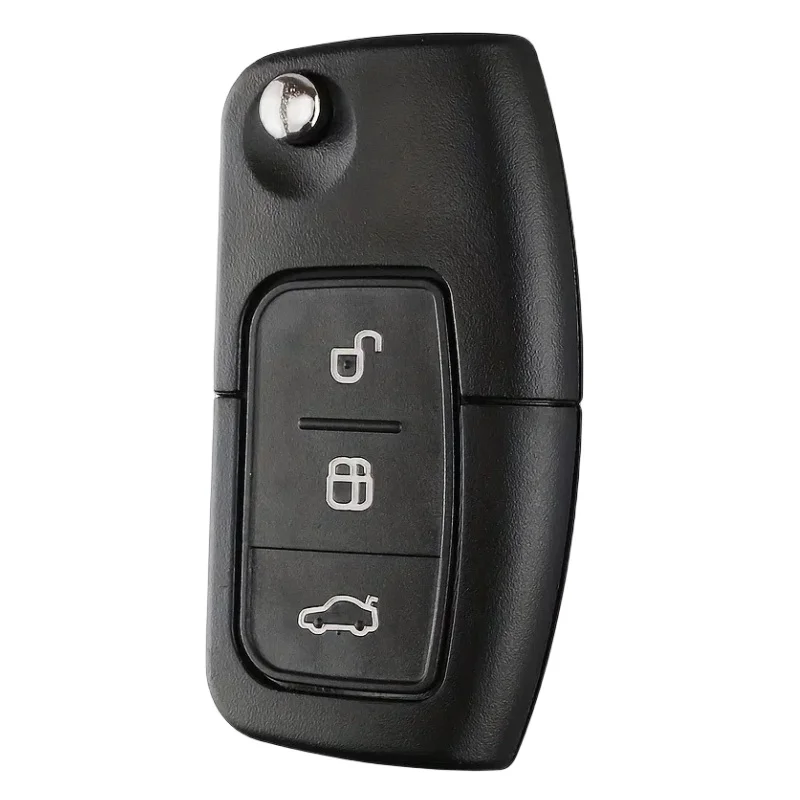 3-Button Flip Folding Remote Fob Cover For Ford For Focus, For Fiesta, And For C-Max K - Uncut Car Blank Key Shell