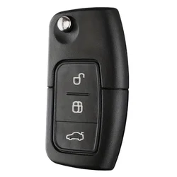 3-Button Flip Folding Remote Fob Cover For Ford For Focus, For Fiesta, And For C-Max K - Uncut Car Blank Key Shell