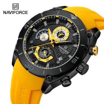 NAVIFORCE Top Brand Men&#x27;s Sports Watch Comfortable Silicone Strap Waterproof Luminous Chronograph Quartz Wristwatch Relogio Masculino