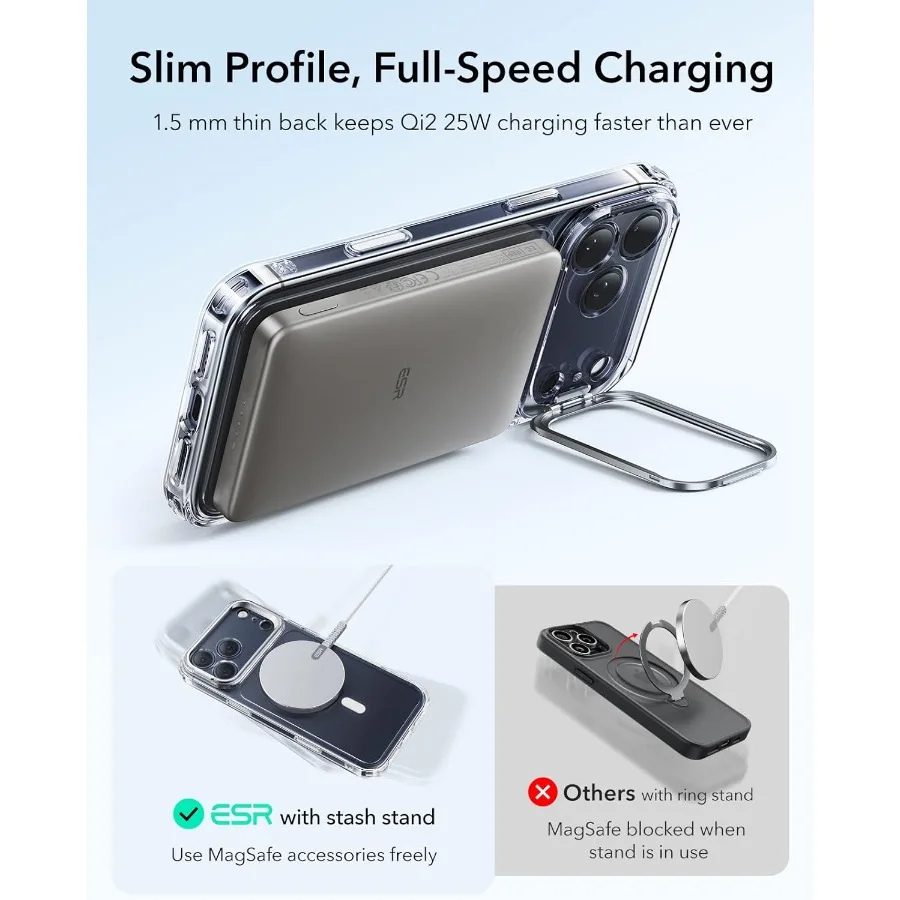 Per iPhone 17 Pro Custodia con supporto Stash Cover di controllo fotocamera compatibile con MagSafe Protezione anticaduta di livello militare magnetica