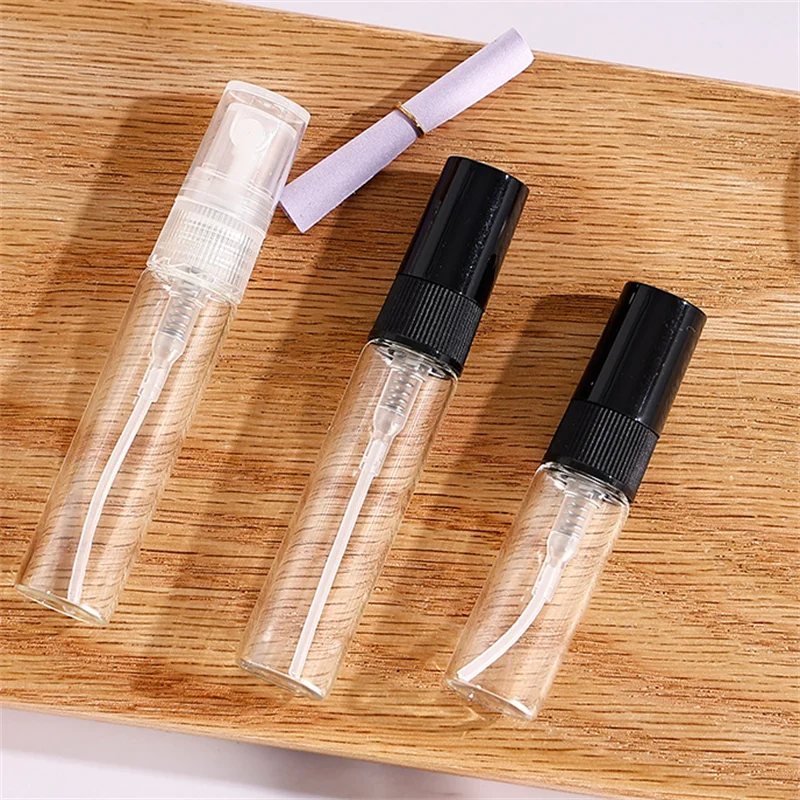 Novo 5 pçs 2/3/5/10ml preto amostra garrafa de vidro portátil garrafa de perfume vazio recarregável garrafa de cosméticos frascos de vidro fino