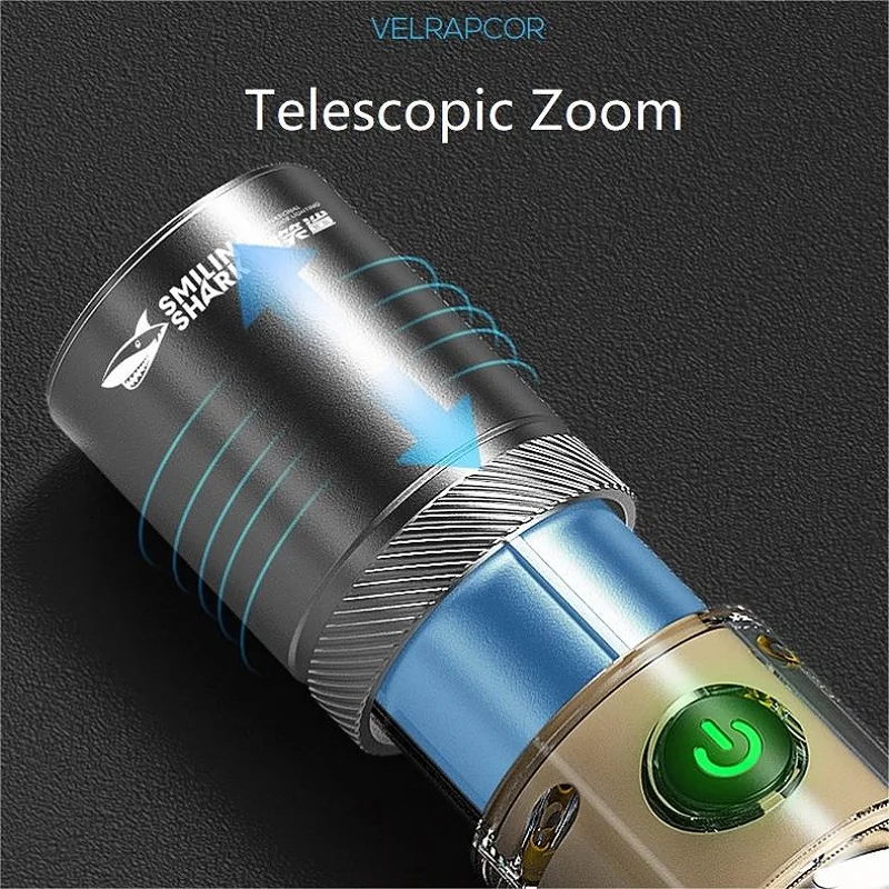 Smiling Shark SD0717 Flashlight Zoomable Portable Torch Light Waterproof Rechargeable Flash Light for Camping Hiking Outdoors