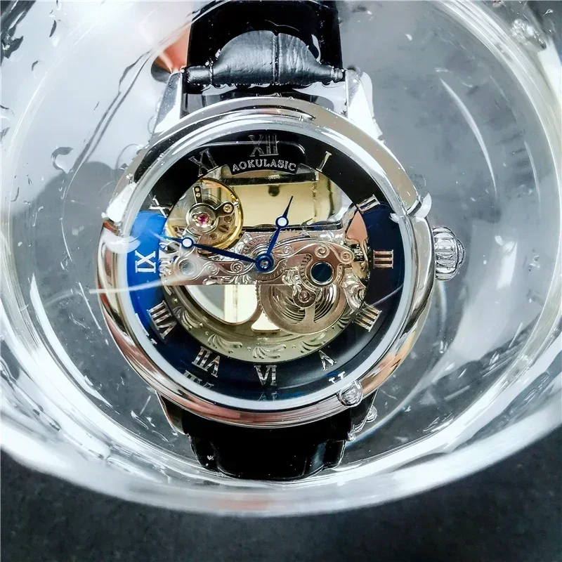 

AOKULASIC Tourbillon Men Watch Automatic Mechanical Hollow Business Watches Male Clock Fashion Creative Unique Montre homme