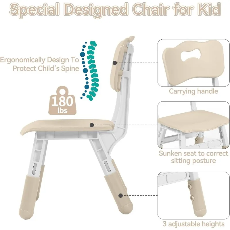 Kindertafel En Set Met 2 Stoelen, In Hoogte Verstelbare Peutertafel En Stoelenset Met Graffiti-Bureaublad, 31.5 'L X 23.6' Met Kinderen