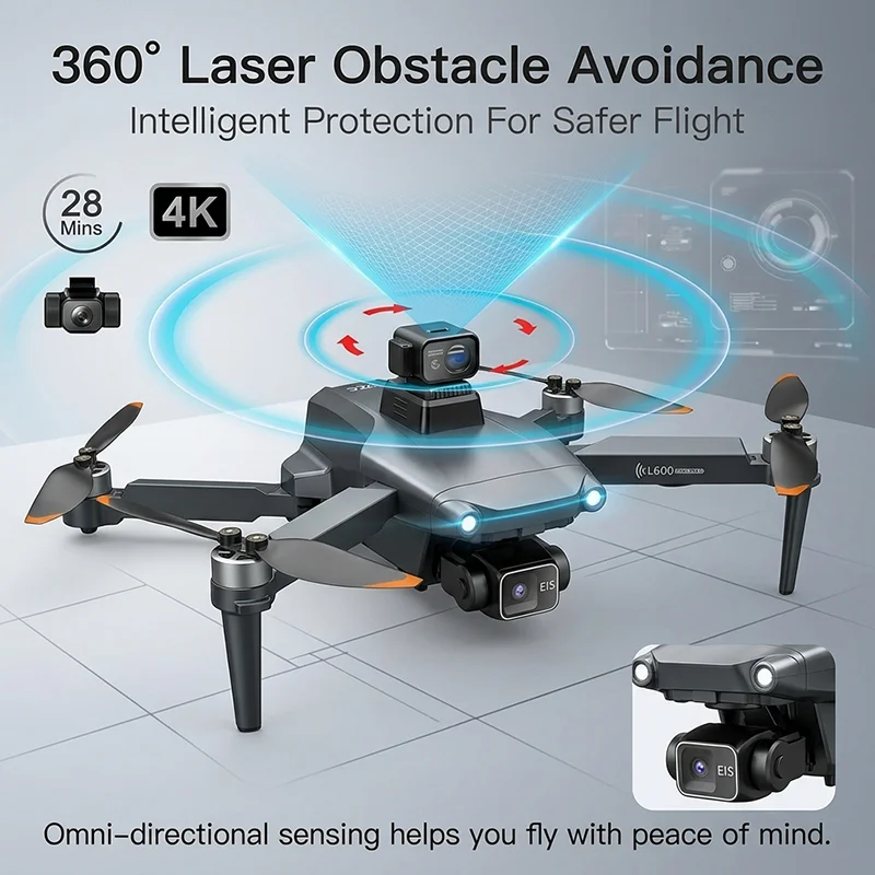 2026 4K Professional HD Dual Camera New L600 PRO MAX GPS Drone 5KM 3-Axis Gimbal 360 Obstacle Avoidance Brushless Quadcopter Toy