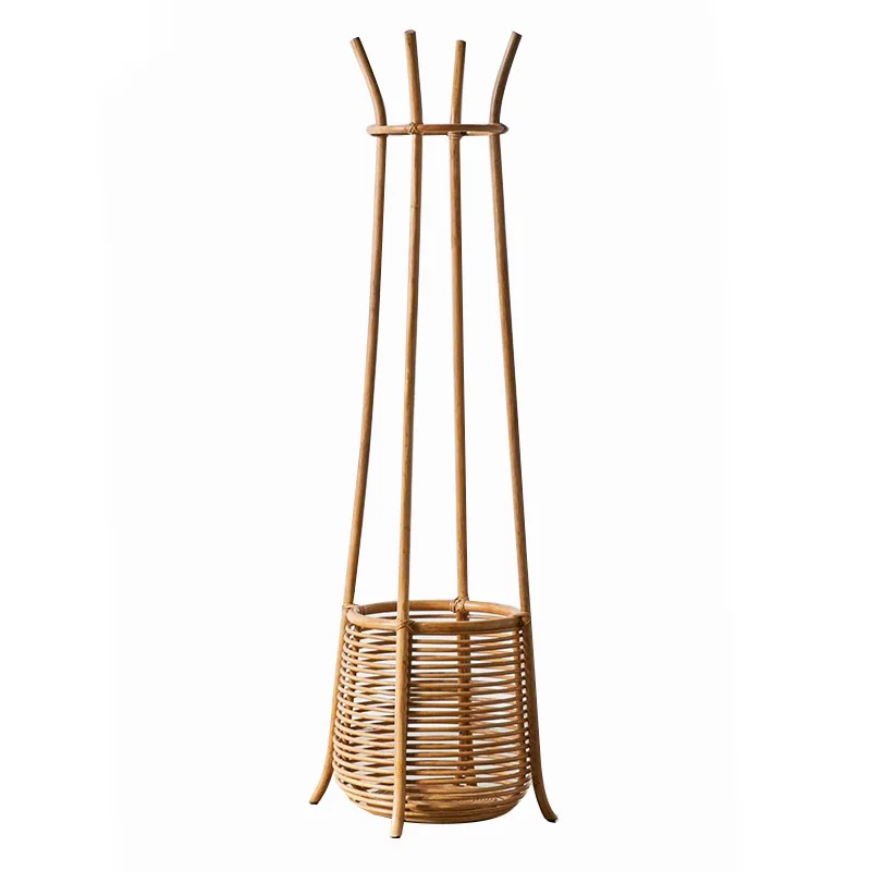 Rattan floor hangers, Nordic rattan coat racks, household storage, simple and multi-functional vertical shelves