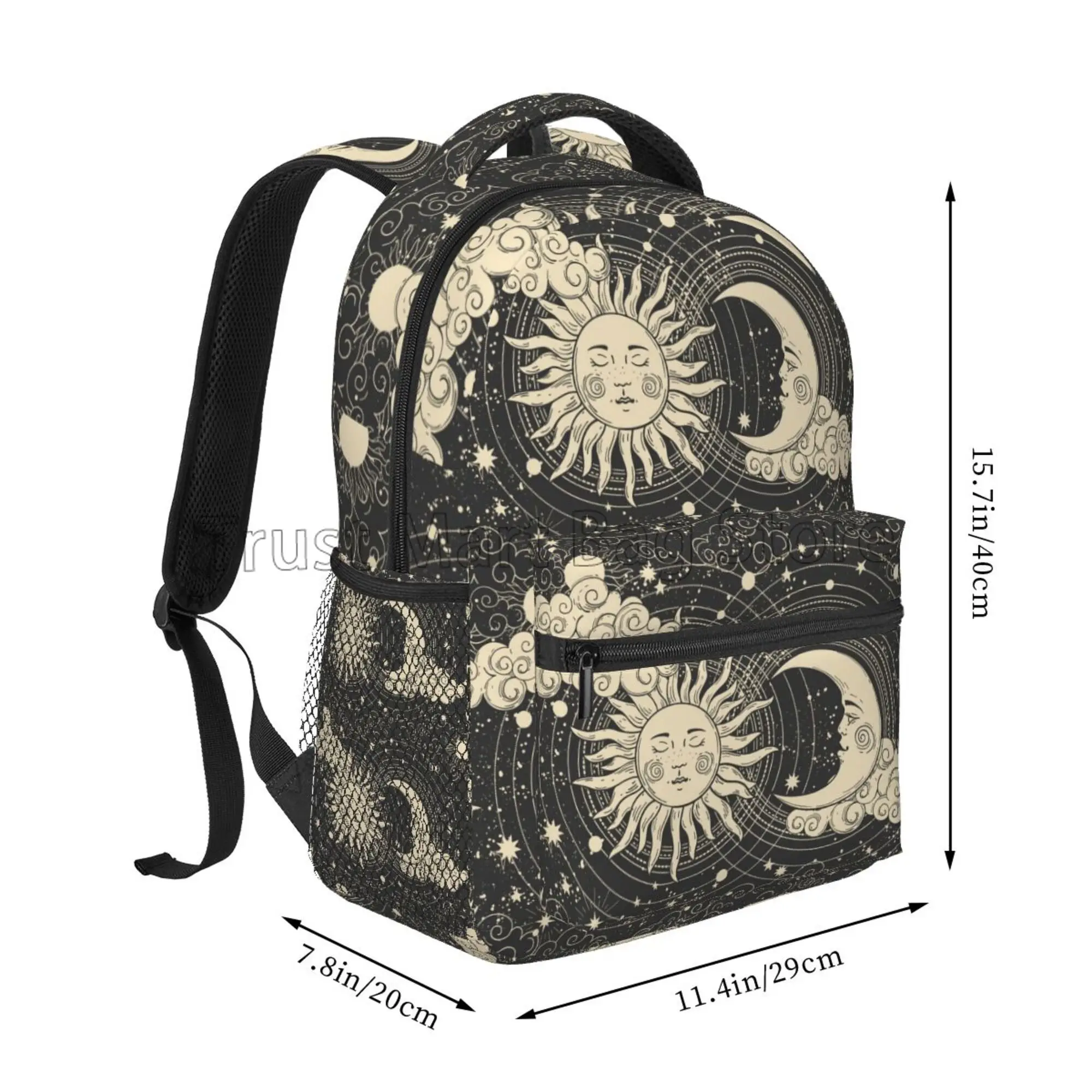 Backpack Tarot Sun Moon Witchy Astrology Laptop Bookbag Durable Casual Daypack Student College Lightweight Hiking Travel Bag