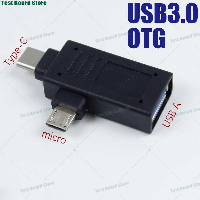 

1Pce 2 in 1 USB 3.0 female to micro/Type-C male OTG data converter for Android phones, Xiaomi keyboards, USB drives, printers,