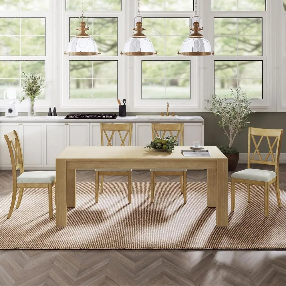 

Dining Chairs Set of 4, Modern Farmhouse Kitchen Dining Room Chair, Upholstered Dinner Chair with Back Wood Legs for Restaurant,