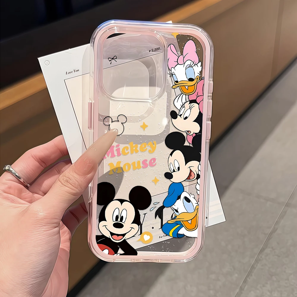 Funda de Mickey Mouse y la Familia Daisy para iPhone 17 16 15 14 13 12 11 Pro Max 17Air 15 Plus, Kawaii, Transparente, Suave y Antigolpes