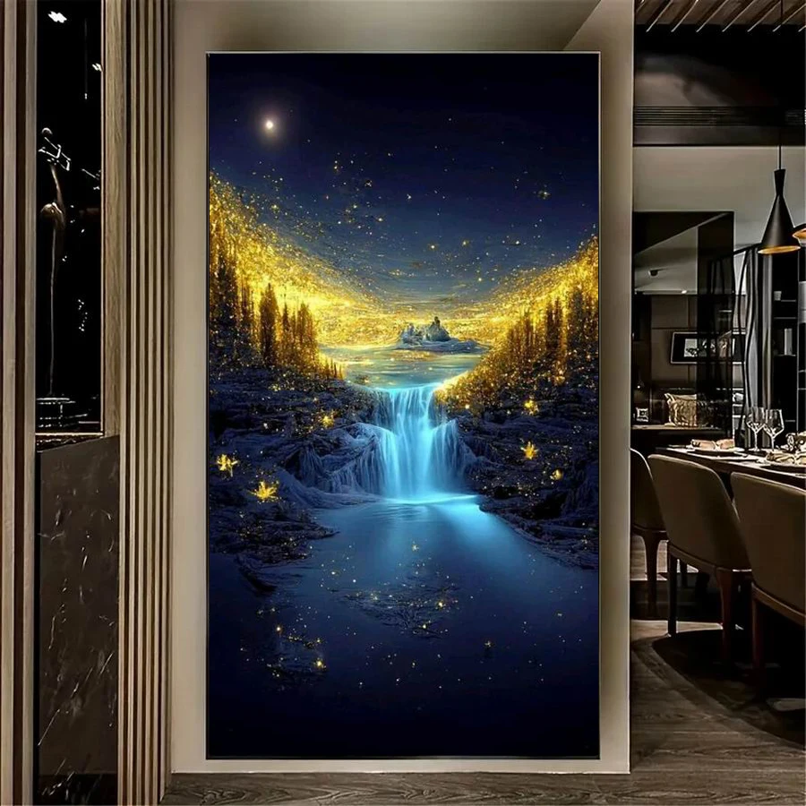 Big Size Diamond Painting New 2024 Natural Scenery Waterfall Flower Diy Full Mosaic Embroidery Landscape Picture Wall Decor