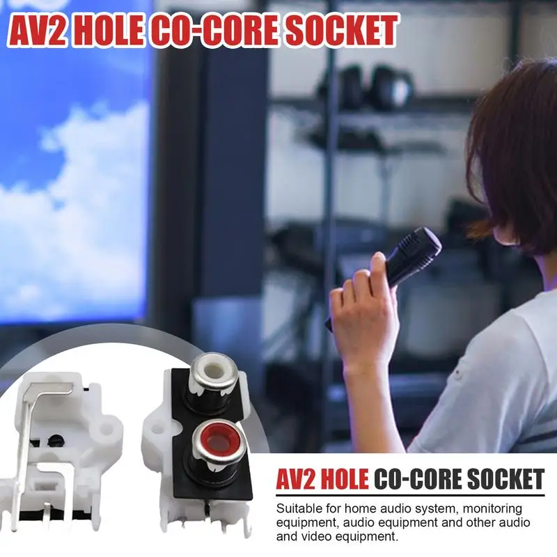 Prise femelle multifonctionnelle à deux trous pour la surveillance des revie, prise audio vidéo, connecteur vertical à 3 broches, blanc