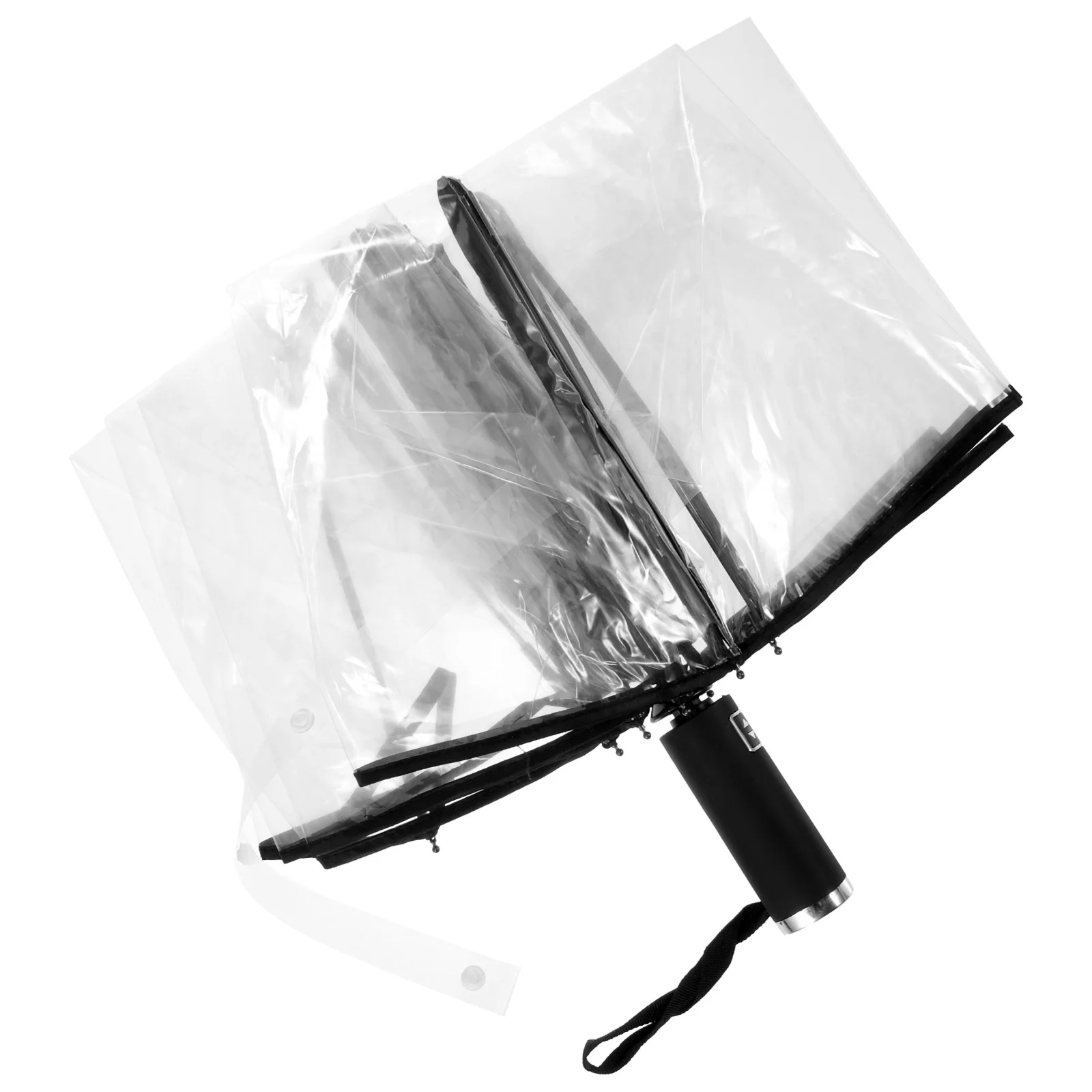 

Fully Automatic Ten-bone Folding Transparent Umbrella Clear Small Open Close Lightweight Umbrellas For Rain Metal Travel