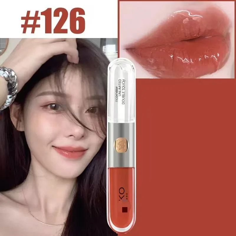 더블 엔드 립글레이즈 립글로스 립스틱 미러글로스 밀크티 빈 페이스트 컬러 투명 립 컬러 더블팁 립글로스 1개