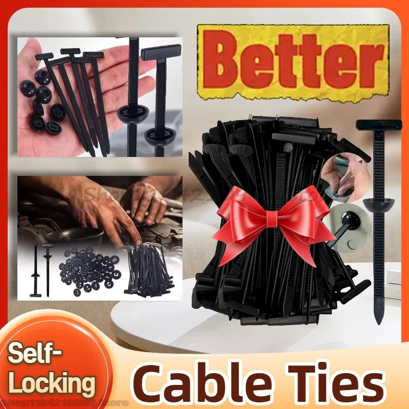 Cable Tie Self-locking Nylon Universal Cable Tie Buckle Heavy Duty Zip Ties with Pin & Button Car Daily Repair Fastening Strap