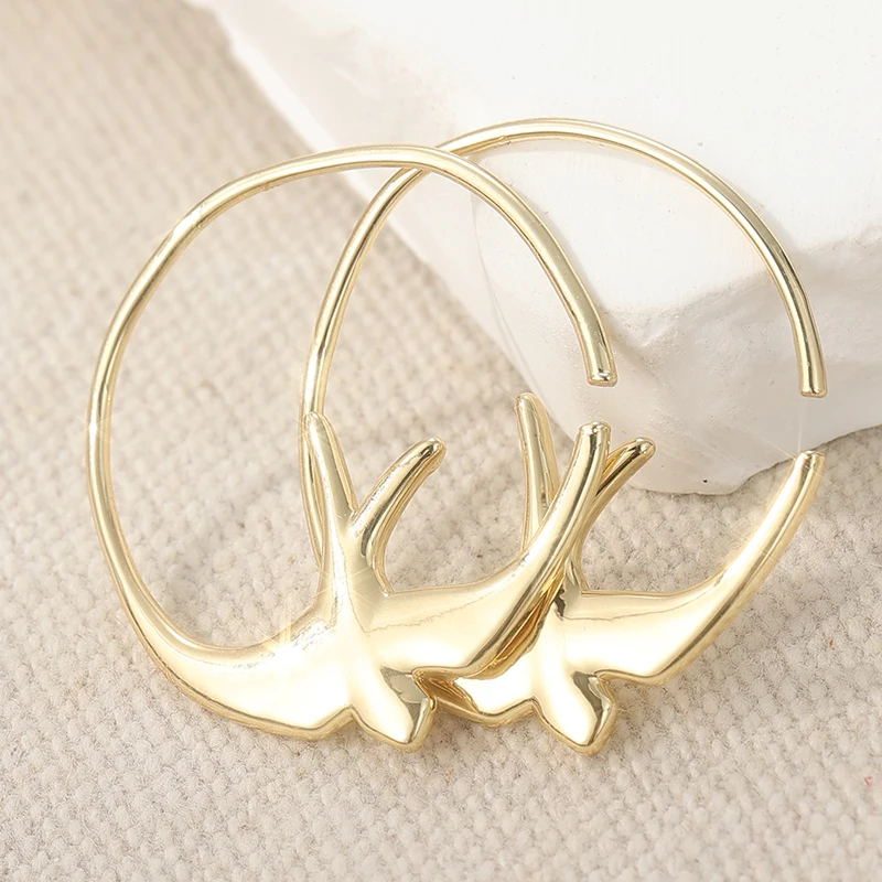 Fashion Gold/Silver Color Swallow Bird Thin Hoop Earrings For Women Minimalist Metal Personalized Earrings Jewelry
