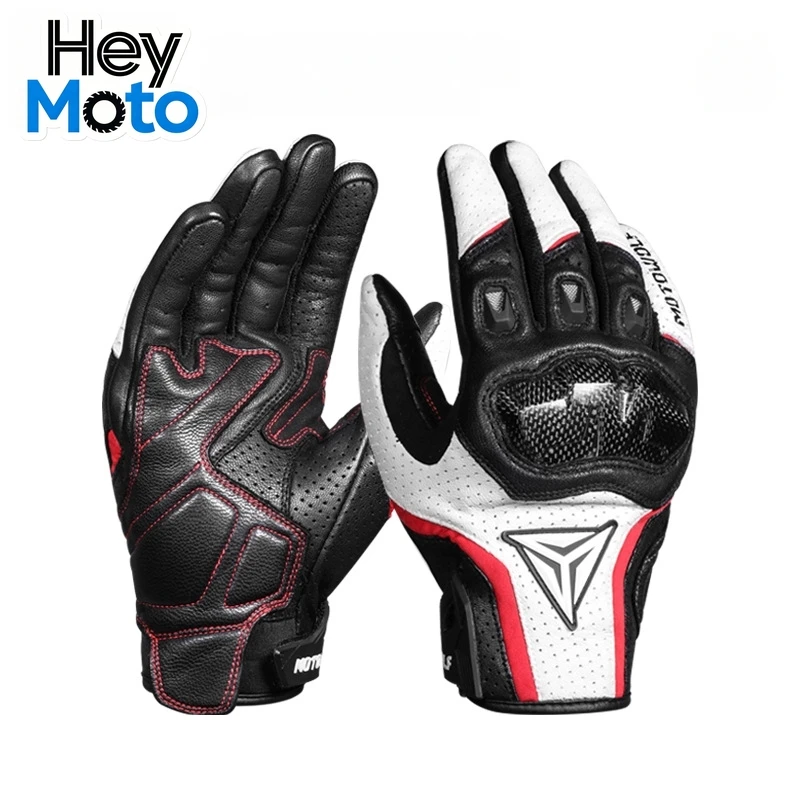 

Genuine Leather Gloves for Motorcycle Outdoor Riding Summer Breathable Leather Racing Riding Gloves Touchscreen Protective Gear