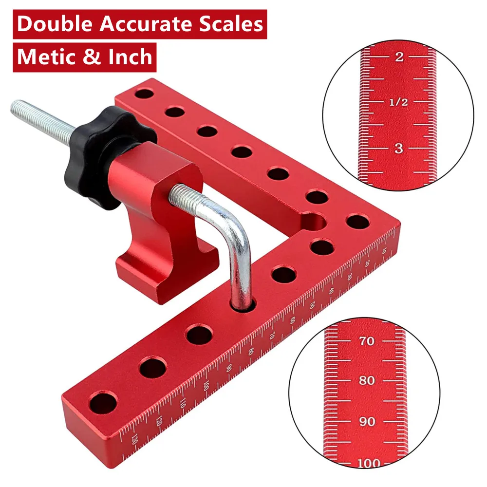 4 Pack 90 Degree Aluminium Alloy Positioning Squares Right Angle Clip  L-Type Corner Clamp Woodworking Carpenter   GJ3418