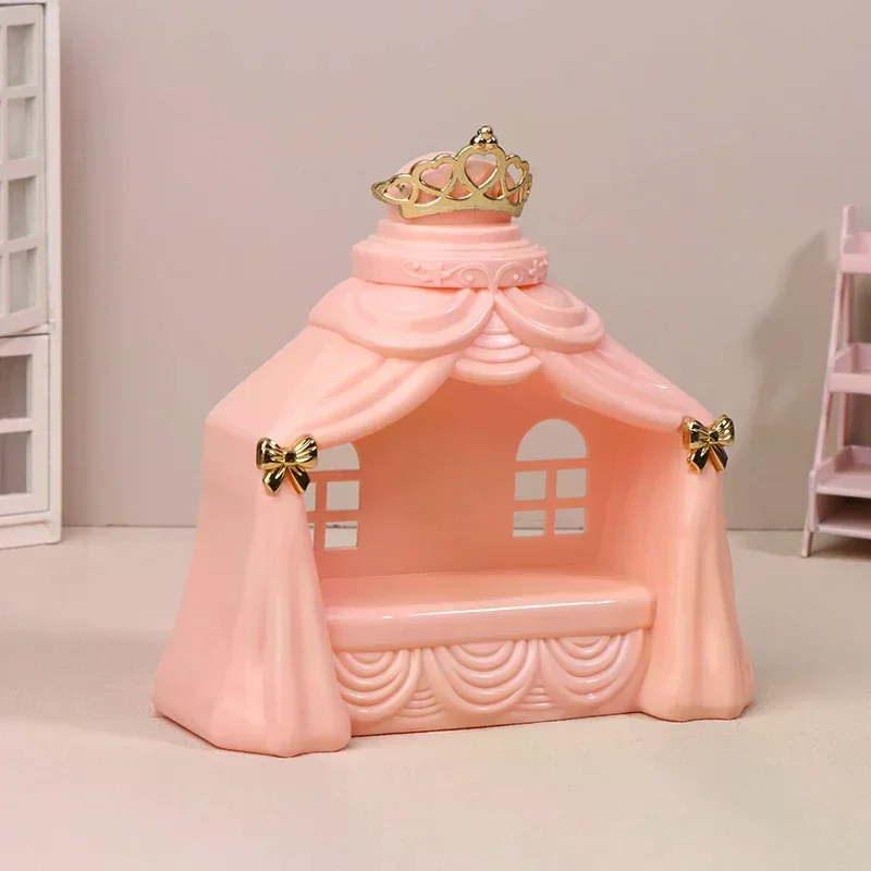 1/12 casa de bonecas mini cama de princesa modelo acessórios de móveis para casa de boneca decoração crianças fingir jogar brinquedos presente