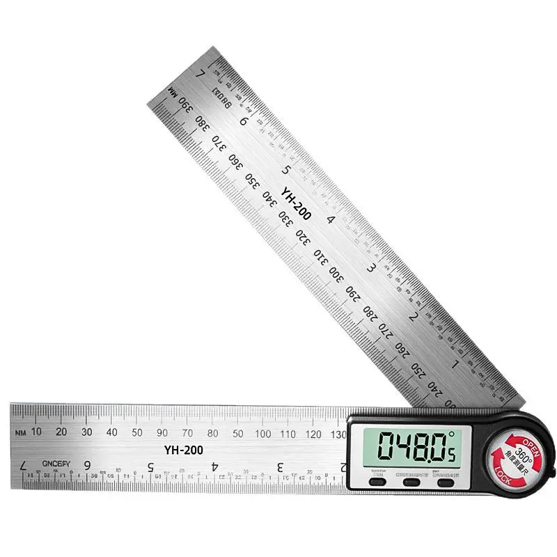 Multifunctional High-Precision Digital Angle Ruler, Thickened Stainless Steel 360° Electronic Protractor for Woodworking