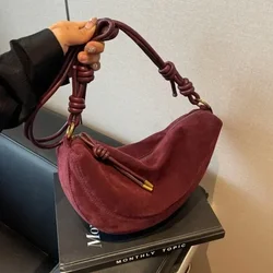 Faux Suede Super Popular Niche Suede Shoulder Bag for Women 2026 Hot Sale Single Crossbody Bags Underarm Dumpling Sweet Bags