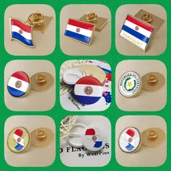 Paraguay Paraguayans Map Flag National Emblem National Flower Brooches Badges Lapel Pins