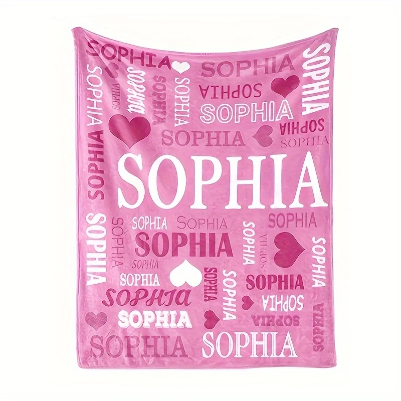 Personalized Multi-Color Printed Blanket with Name | Soft Flannel, Autumn Home Decor, Gift for Classmates, Family, Friends