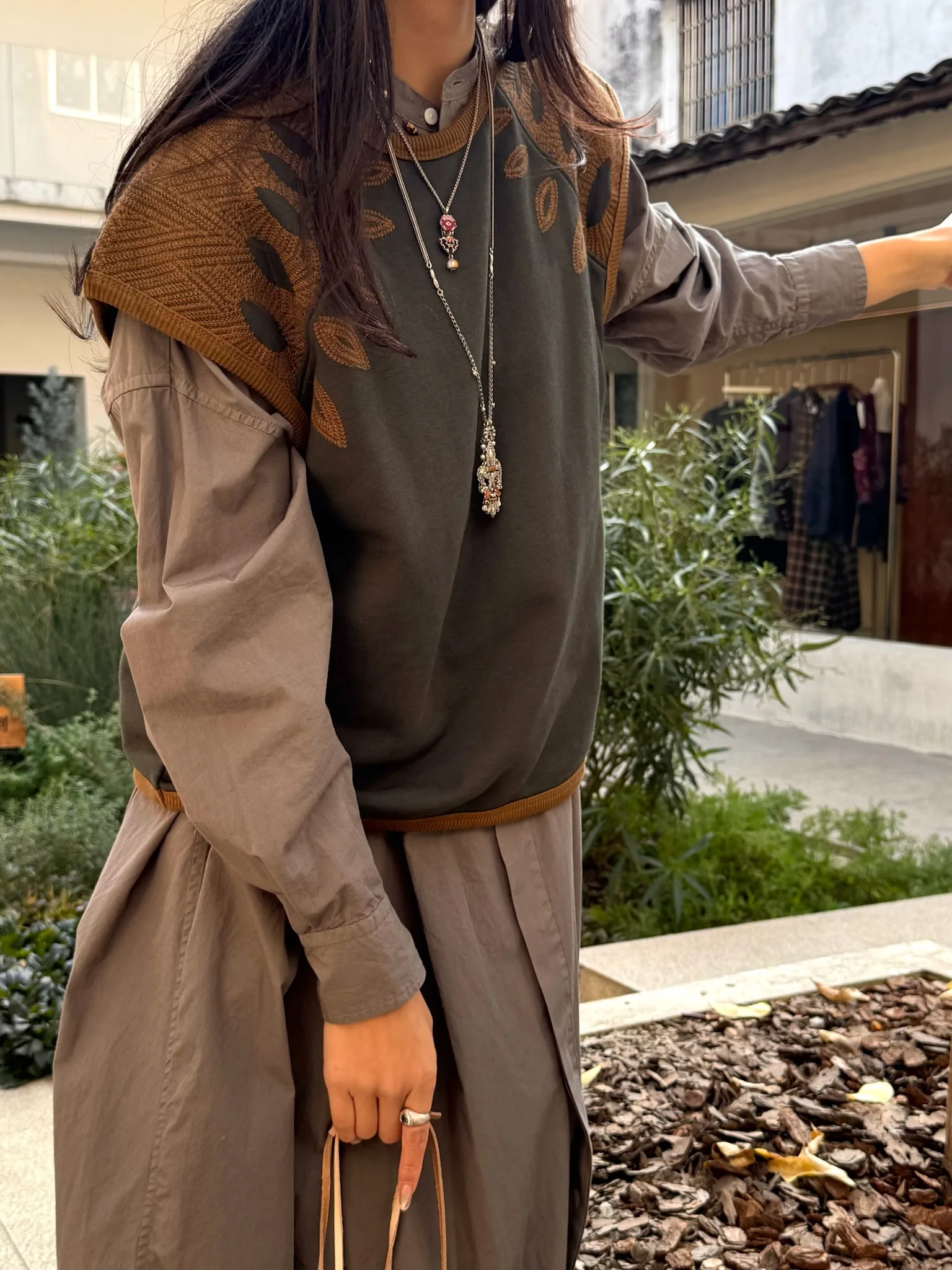 

Leon Harper Fce Lined round Ne Vest Women's Autumn Winter Faion Commute Sle Color Patterned Contrast Color