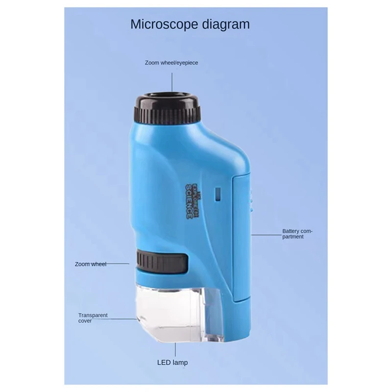 Handheld Microscope Science Laboratory Mini Handheld Battery Powered Children's Microscope Easy Install White