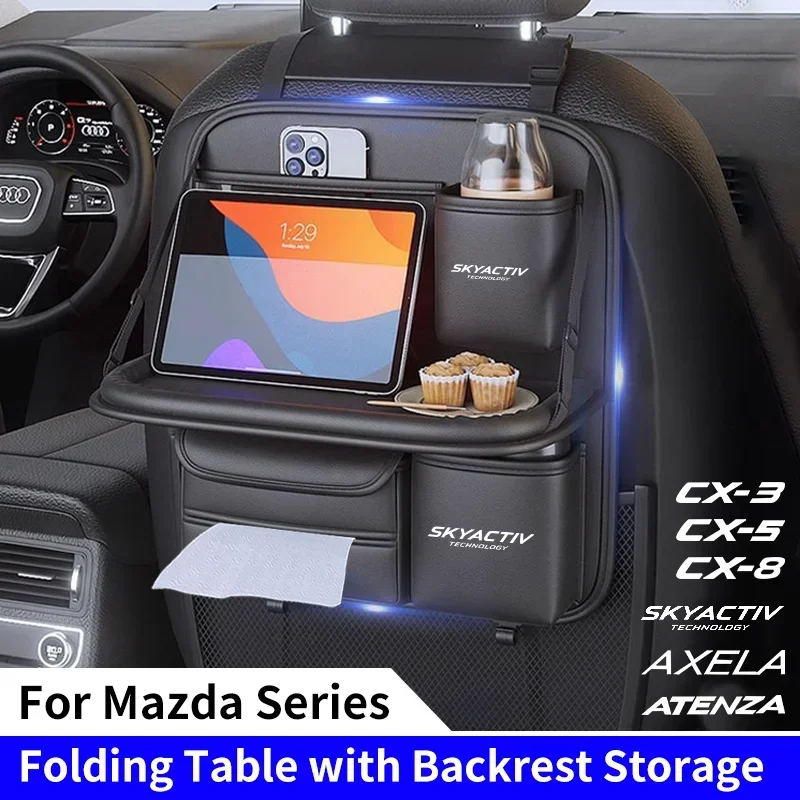 Car Seat Back Organizer with Foldable Table Tray Auto Seat Back Storage Bag For Mazda Skyactiv 3 Axela 6 Atenza MX5 MS Holder