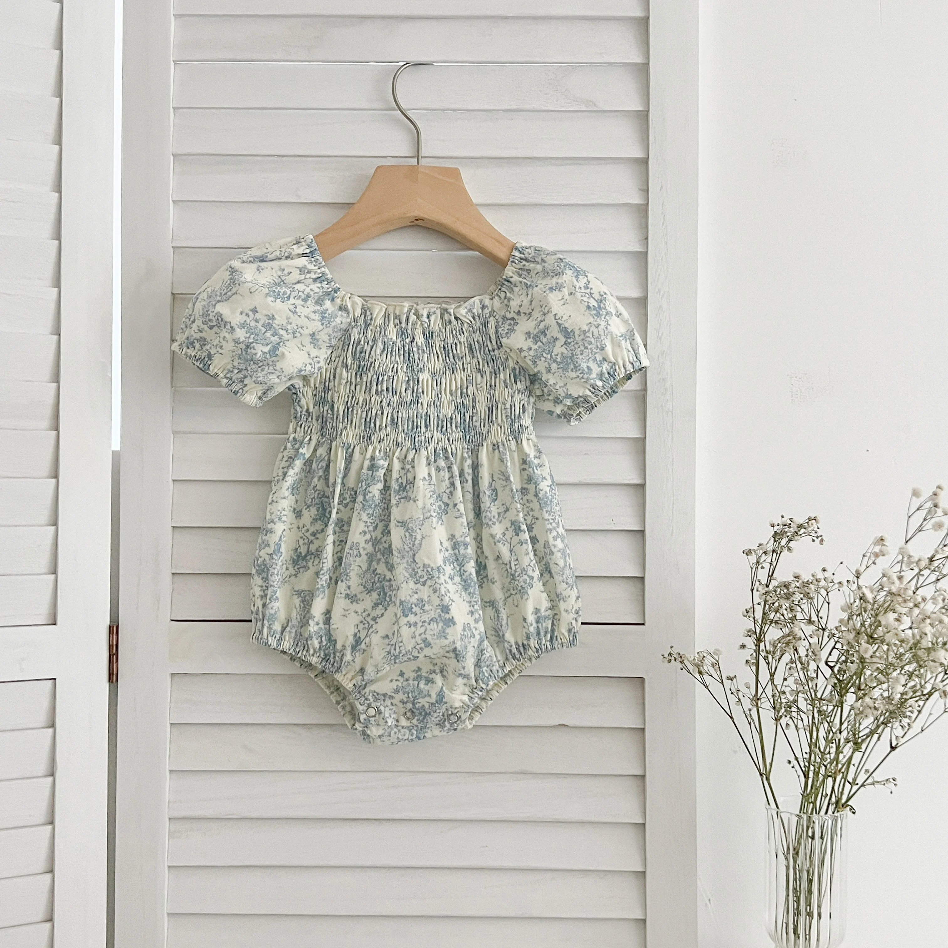 Sommer Schwester Kleid Infant Neugeborenes Baby Mädchen Kleidung Schwester Weibliche Baby Kleine Gebrochene Blaue Blume Kurzarm Strampler Kleidung ﻿ – Detail 14