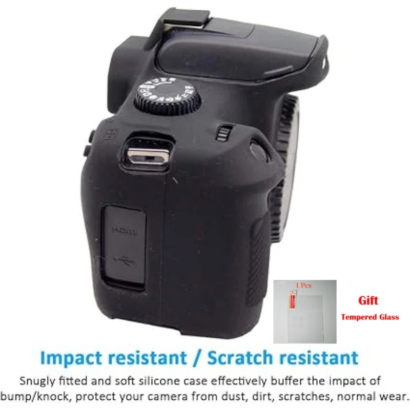 For Canon 3000D 4000D Protective Silicone DSLR Skin Cover, Camera bag soft Body Protective Case + 1PCS Free Tempered Film