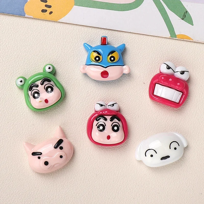 5pcs Cartoon DIY Resin Flatback Cabochons Jewelry Small New Head Bandai Crayon Shin-chan Resin Charms Buckle Accessories