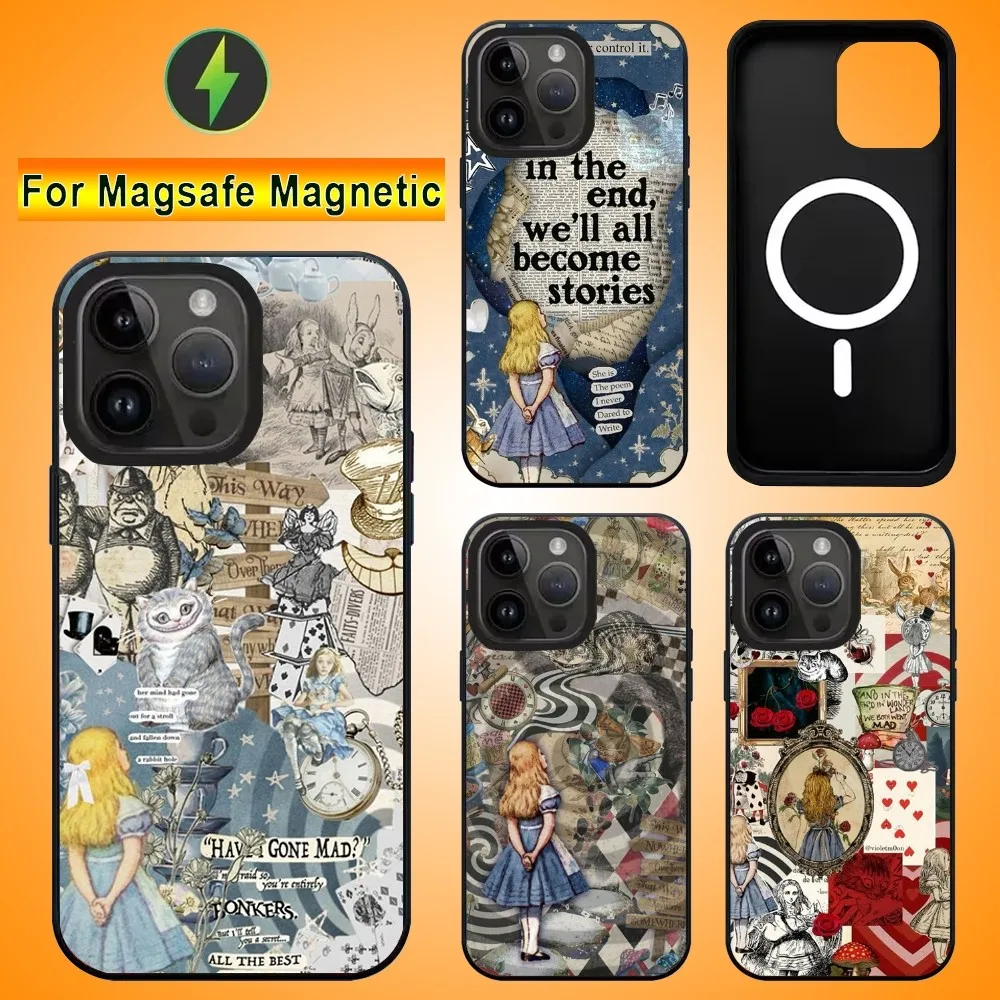 Anime A-Alice In Wonderland Phone Case For IPhone 15 14 13 16 Pro Max 11 12 Mini Alex Mirror For Magsafe Wireless Charging Cover