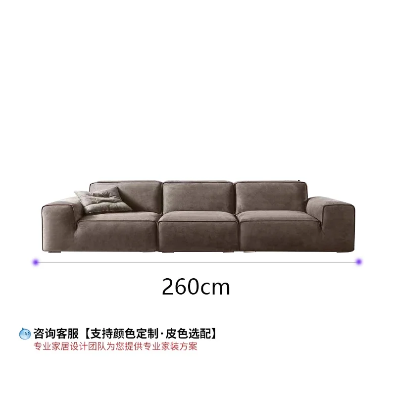 AABig Black Cow Sofa Technical Cloth Frosted Cloth Corner Sofa Italian Minimalist Villa Sofa